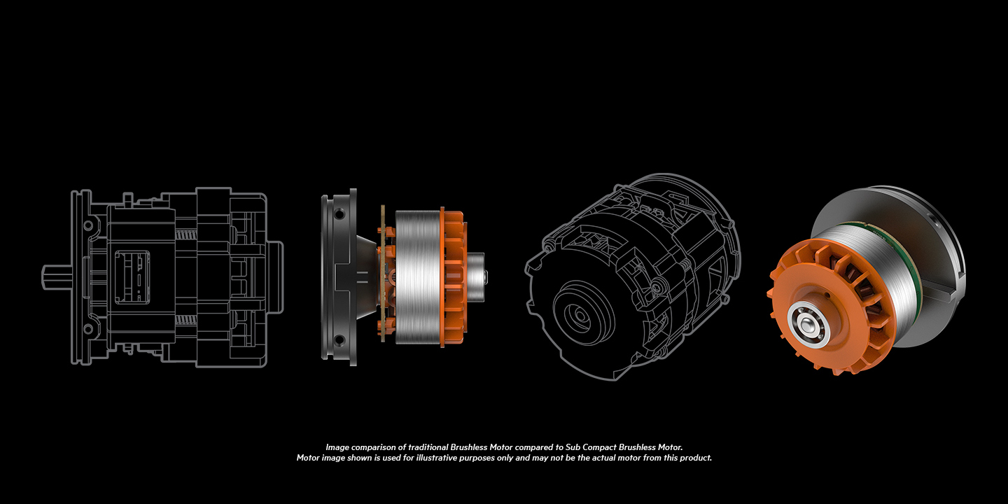 At the core of the Sub Compact tool range is new motor technology, which allows the tools to be more compact. These motors use outer rotor motor technology to reduce overall bulk. This design increases the diameter from point of rotation to the point of force, therefore increasing torque, in this case, up to 42.4Nm.